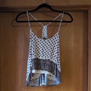 Forever 21 Cream and Purple Patterned Camisole